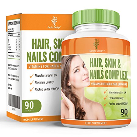 Hair Skin and Nails Vitamins, Beauty Complex that Nourishes Your Skin, Restores Healthy Hair Growth, Builds Strong Nails, High Strength Supplement with Silica, It Works for Women and Men - 90 Capsules