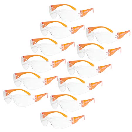 JORESTECH Eyewear Protective Safety Glasses, Polycarbonate Impact Resistant Lens Pack of 12 (Orange)
