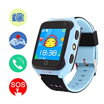 GPS Tracker Smart Watch, Mictchz Kids GPS Tracker Smart Watch with Camera SIM Calls SOS Anti-lost GPS   LBS Smart Watch Holiday Gift for Children Boys Girls for Android iPhone Smartphone (Blue)