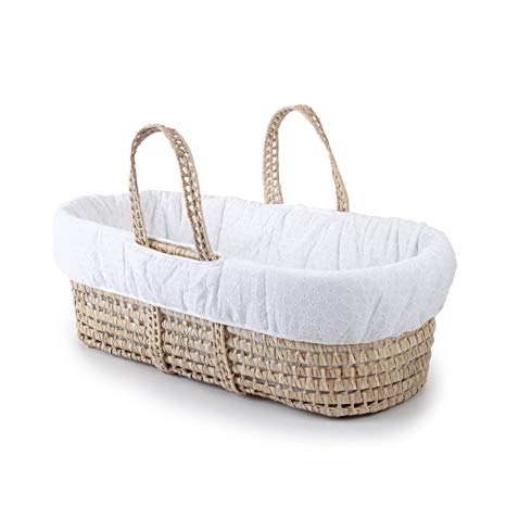 Tadpoles Moses Basket & Bedding Set, Eyelet, White, One-Size