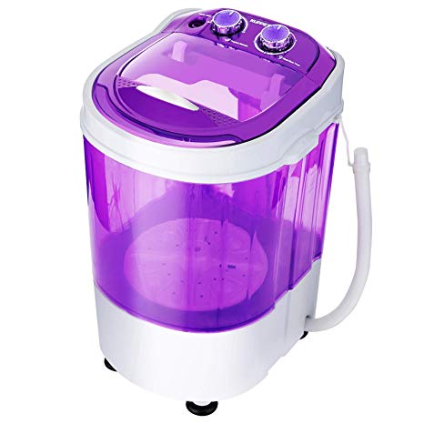 KUPPET Mini Portable Washing Machine for Compact Laundry,Small Semi-Automatic Compact Washer with Timer Control Single Translucent Tub (Purple, 7lbs)