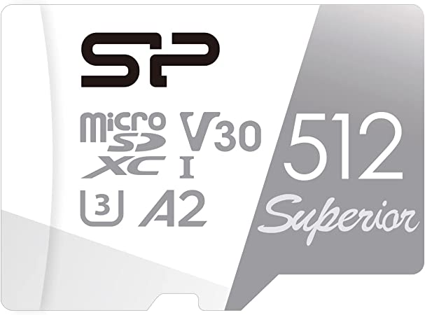 Silicon Power 512GB Superior Micro SDXC UHS-I (U3), V30 4K A2, Compatible with GoPro Hero 9 High Speed MicroSD Card with Adapter