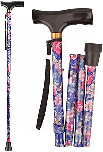 Foldable Walking Cane, Portable Hand Walking Stick, Walking Cane with Smooth Wood Handle, Adjustable Walking Cane, Folding Cane, Collapsible Canes for Seniors, Adjustable Cane