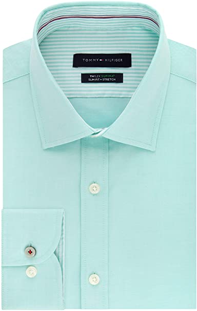 Tommy Hilfiger Men's Dress Shirt Slim Fit Stretch Solid