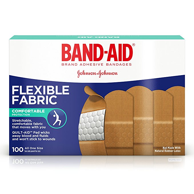 Band-Aid Brand Flexible Fabric Adhesive Bandages For Minor Wound Care, 100 Count