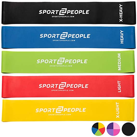 sport2people Exercise Resistance Loop Bands for Booty Building with 2 Workout E-Books for Strength Training and Physical Therapy - Fitness Loops for Hips and Leg