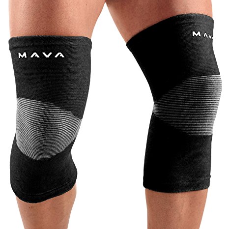 Mava Sports Knee Support Sleeves (Pair) for Joint Pain & Arthritis Relief, Improved Circulation Compression – Effective Support for Running, Jogging,Workout, Walking & Recovery