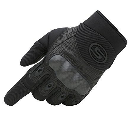 Seibertron Men's Hard Knuckle Military Leather Palm Carbon Fiber Glove Outdoor Sports Tactical Airsoft Hunting Cycling Bike Motorcycle MTB Gloves