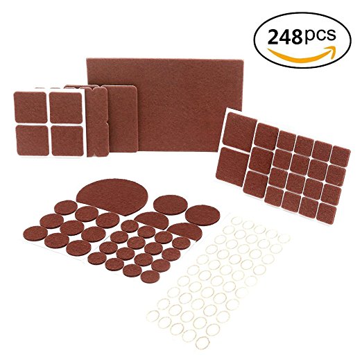 Blendnew Furniture Felt Pads-Best Hardwood/Laminate/Tiled Floor Protectors for avoid scratches-Chair Felt Pads of Various Sizes(248 piece)Including some small Furniture Bumpers