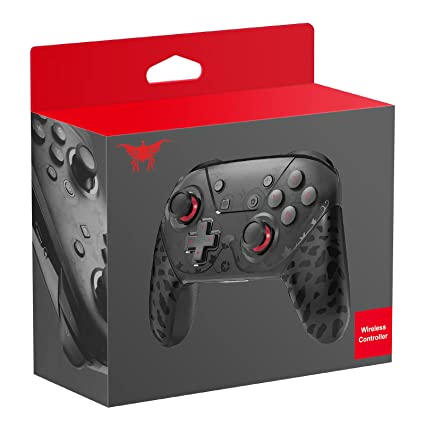 Wireless Switch Pro Controller with Wake-up, Switch Lite/OLED Gamepad Compatible Controller with Adjustable Turbo Vibration, Screenshot and Vibration Functions, Ergonomic Non-Slip (Black&Red)