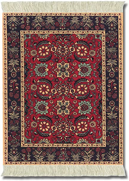 Lextra (Pashmina Flowers), Mouse Rug, Black/Red/Tan/Rust/Light Blue, 10.25 x 7.125 Inches, One (MPF-1)