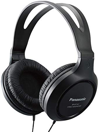 Panasonic Headphones RP-HT161-K Full-Sized Over-the-Ear Lightweight Long-Corded (Black) (Renewed)