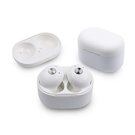 KEBIDU Dual Earbuds True Wireless Headphone Stereo Bluetooth 4.2 with Magnetic Charging box Cordless Sweatproof Earphones (White)