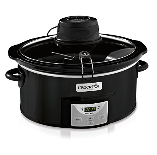 Crock-Pot 6Qt Black Oval Programmable Digital Slow Cooker w/Auto Stir System SCCPVC600AS-B