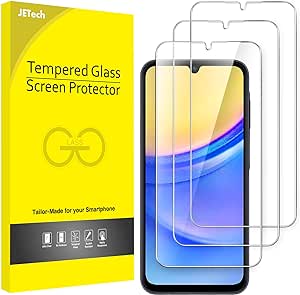 JETech Protection D'écran pour Samsung Galaxy A15 4G / 5G 6,5 Pouces, 9H Film de Verre Trempé, Anti-Rayures, HD Transparent, Lot de 3