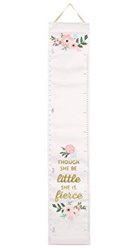 Pearhead 'Though She Be Little She is Fierce' Growth Chart, Floral, Height Measuring Chart, Wall Decor for Kids