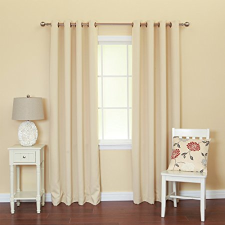 Best Home Fashion Basic Thermal Insulated Blackout Curtains - Antique Bronze Grommet Top - Beige - 52"W x 96"L – (1 Panel)
