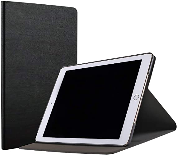 DuraSafe Cases for iPad PRO 10.5 Inch 2017 Air 10.5 3rd Generation 2019 [ Air 3 ] Slim Profile & Adjustable Viewing Angle Stand Wooden Texture Cover - Black