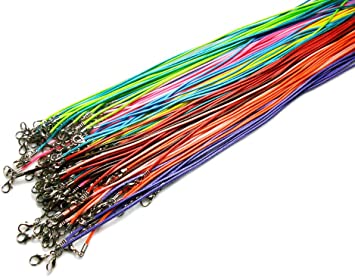 Multicolor 50 Pieces 1.5 mm Cord Necklace with Lobster Clasp for DIY Jewelry Making by EXKOKORO(1.5mm-Mix Color)