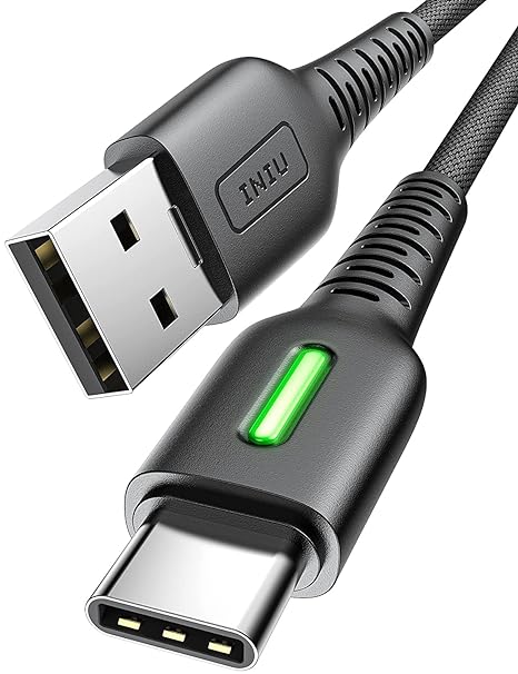 INIU USB C Charger Cable, 1.8m Type C Cable 3.1A Fast Charging, Zinc Alloy Braided QC 3.0 USB-C Data Lead Phone Charger Cable for iPad Pro Air Samsung S22 Huawei Switch PS5 Google Pixel 7 Xiaomi etc.