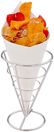 Conetek 10-Inch Eco-Friendly White Finger Food Cones: Perfect for Appetizers - Food-Safe Paper Cone - Disposable and Recyclable - 100-CT - Restaurantware