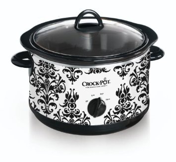Crock Pot SCR450-PT 4-12-Quart Slow Cooker Black Demask Pattern