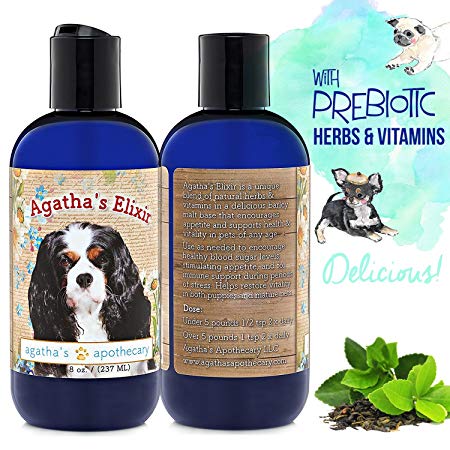 Prebiotic Elixir Prebiotics Appetite Stimulant Health Tonic - Green Tea - Milk Thistle - Excellent For Picky Eaters - From Puppies - Kittens - Rabbits - Senior Pets 8oz