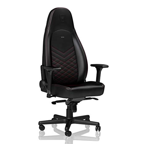 noblechairs ICON Gaming Chair - Black/Red with Vegan Friendly PU Leather, 2 Year Warranty, Up to 180KG Users, Perfect for an Executive Office Chair, Racing Seat Design