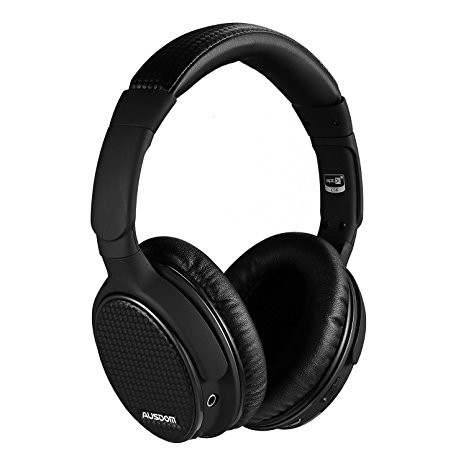 Bluetooth Headphones Wireless Over Ear Headset Built-in Mic Bluetooth 4.0 Headset Ausdom Apt-X Hi-Fi Stereo Deep Bass (Black)