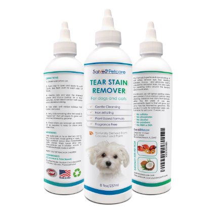 Tear Stain Remover for Dogs and Cats - Best Natural Formula for White Coats - Gently Removes Eye Residue & Prevents Stains - No Harmful Chemicals - Fragrance Free - Ideal for Maltese - Made in USA