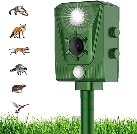 Ultrasonic Animal Repellent, Garden Cat Repellent, Cat Deterrents, USB & Solar Powered, Waterproof Outdoor Animal Repeller Motion Sensor, for Squirrels Cats Dogs Rats