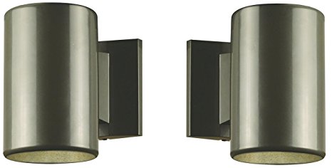 One-Light Outdoor Wall Fixture, Polished Graphite Finish on Steel Cylinder (2 Pack)