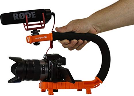Cam Caddie Scorpion Jr. Video Camera Stabilizing Handle with Included Smartphone and GoPro Compatible Mounts - Orange (0CC-0100-JR-ORA)