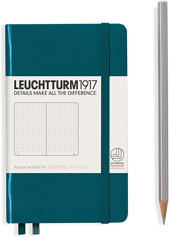 Leuchtturm1917 A6 Pocket Dotted Notebook- Pacific Green, 185 numbered pages