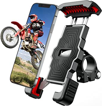 LERWAY Bike Phone Mount,Universal Motorcycle Bicycle Phone Holder Mount with 360° Rotation, Handlebar Phone Clamp with Aluminum Arms, Fits All Smartphones and GPS Devices Between 4.7" - 6.8"