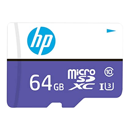 HP Micro SD Card 64GB with Adapter U3 (Purple) (Write Speed 60MB/s & Read Speed 100 MB/s Records 4K UHD and Fill HD Video)