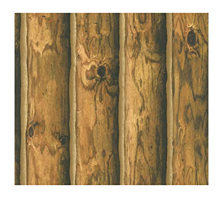 York Wallcoverings Lake Forest Lodge Mountain Logs Removable Wallpaper