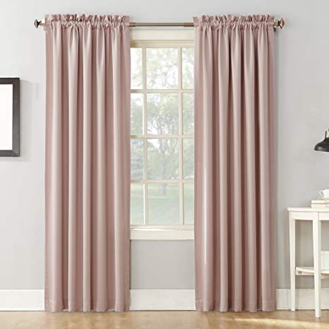 Sun Zero Barrow Collection Rod Pocket Room Darkening Panel, 54" x 84", Blush Pink