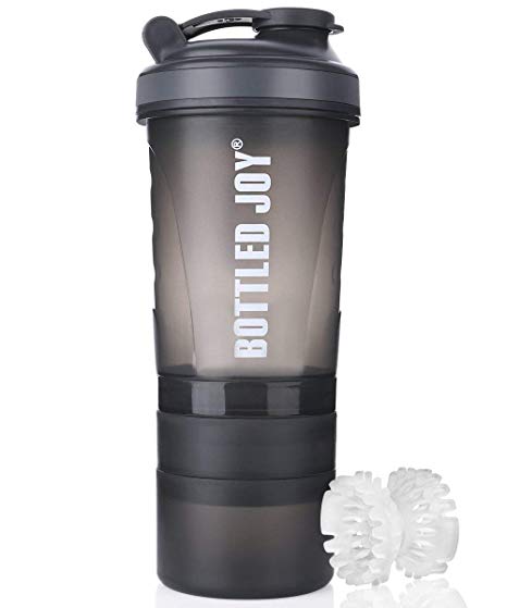 Shaker Bottle Pro Leak Proof Water Bottle Protein Shaker Bottle with Storage Sports Water Bottle 20-Ounce 600ml Gray