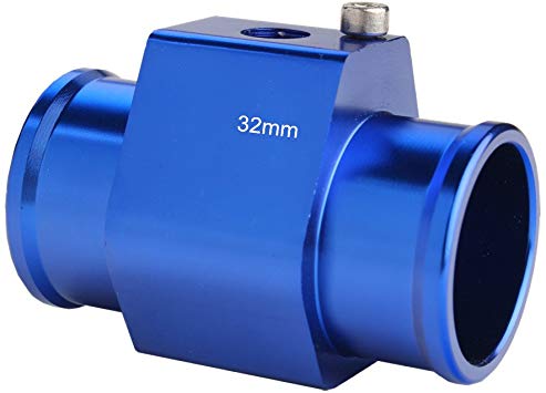 Dewhel Aluminum Blue Water Temp Meter Temperature Gauge Joint Pipe Radiator Sensor Adaptor Clamps 32mm