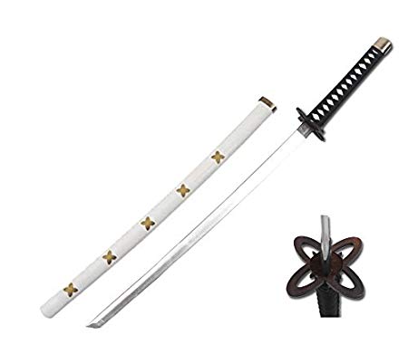 Jet Sparkfoam Sword 39" Foam Samurai Sword Black/White Handle w/wood scabbard