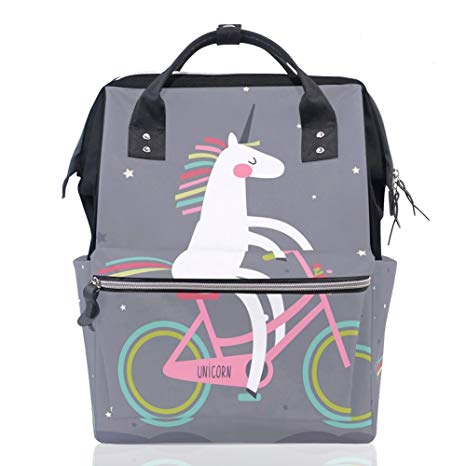 Unicorn Backpack for Girls Women Casual Backpack Book Bag Wide Open Work Backpack Doctor Style Lightweight Travel Backpack Canvas 18L for Ladies Girls Students