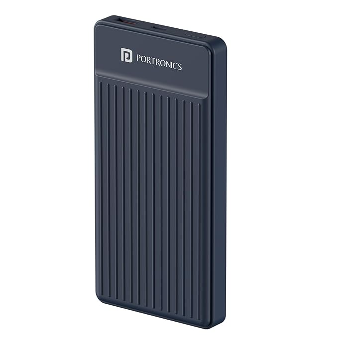 Portronics Luxcell B12 10,000mAh Ultra Slim Power Bank with USB-A Output Port & Type C Input Port | 12W Output | 4-Layer Circuit Protection | BIS Certified | Free Type C Cable|Made in India(Dark Blue)