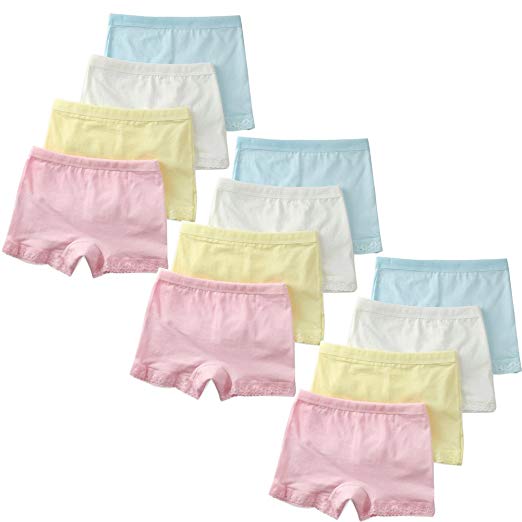 USex Sense Little Girl's Panties 12-Pack Soft Cotton Boyshort Underwear
