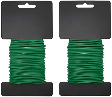 Shintop 2PCS Reusable Garden Plant Twist Tie, Heavy Duty Soft Wire Tie for Gardening, Home, Office (Green, 52.5 feet)