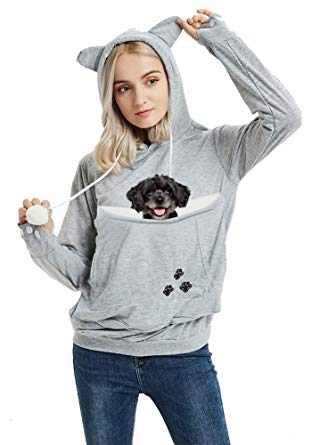 Unisex Pet Carrier Hoodie Cat Dog Pouch Holder Sweatshirt Shirt Top