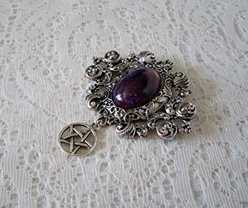 Dragon's Breath Fire Opal Pentacle Brooch Or Cloak Pin, handmade jewelry, wiccan, pagan, wicca, witch, witchcraft, goddess, pentagram, magic, handfasting, gothic