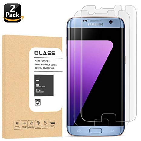 Galaxy S7 Edge Tempered Glass Screen Protector, TEIROO [Half Coverage] [9H Hardness] [Anti-scratches] [Anti-Fingerprint] [Bubble-Free]Premium HD Screen Protector for Samsung Galaxy S7 Edge (2 PACK)