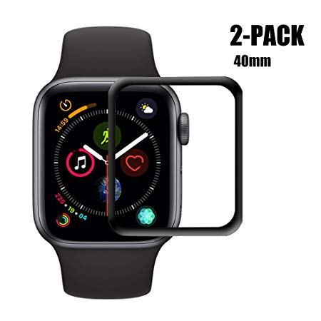 LankXin [2-Pack] Apple Watch Series 4 40mm Screen Protector Glass, 3D Full Coverage Tempered Glass Screen Protector Film for iWatch 40mm Series4