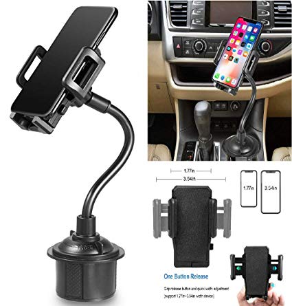 Coverlab Cup Phone Cradle - Universal Adjustable Portable Cup Holder Car Mount for All Cell Phones - LG G8/G7/G6/G5/V40/V30/V20/V50 Cup Mount, Black